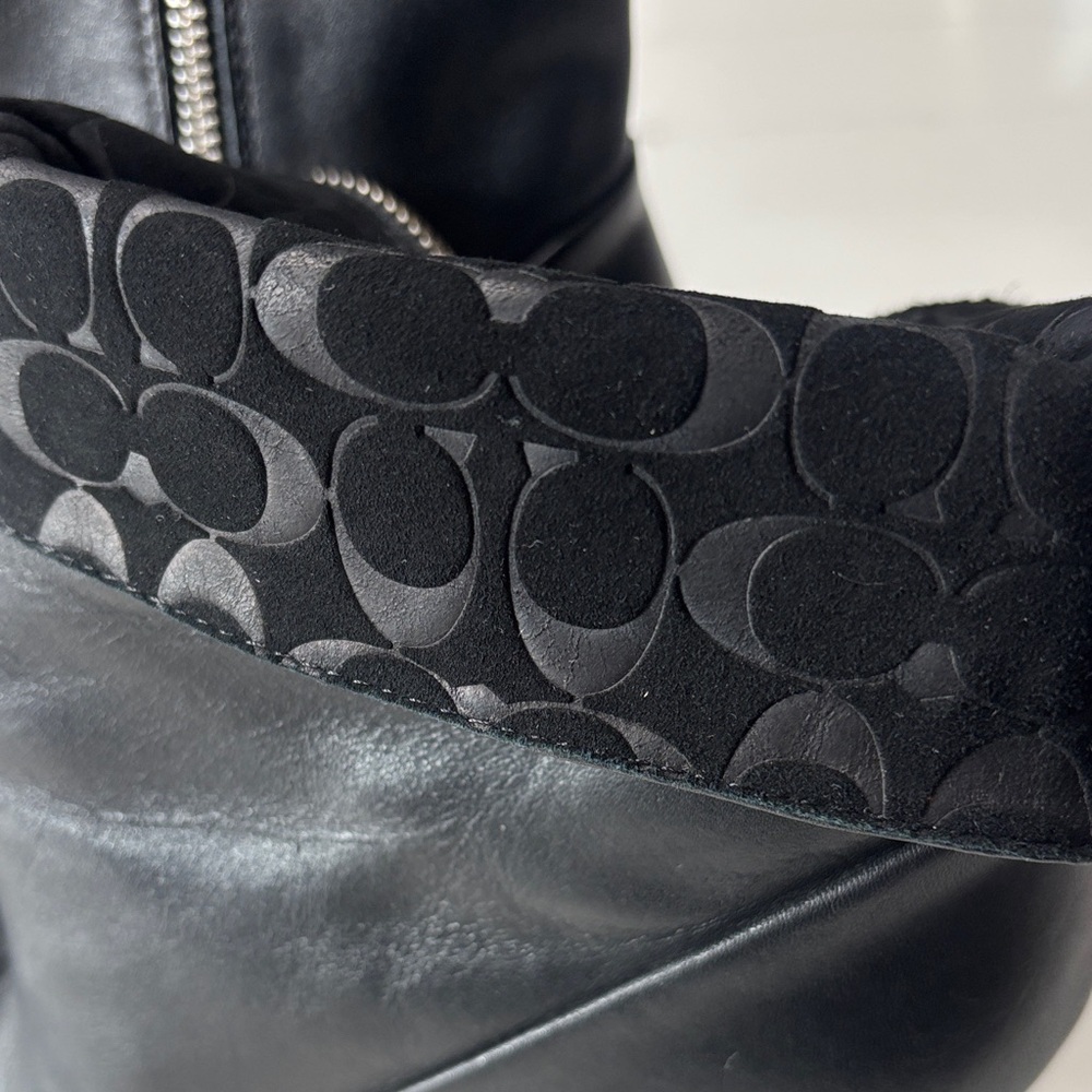 Coach Black Napa leather & SUEDE Heeled Ankle Booties. - Picture 4 of 17